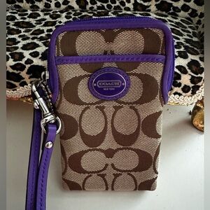 Coach Signature Brown and Purple Phone Case